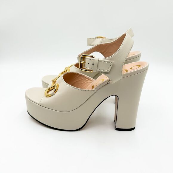 Gucci Baby Horsebit Platform Sandal Mystic White Heels New EU 41 US 11 - Picture 4 of 13